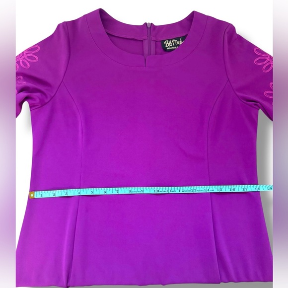 Bob Mackie Wearable Art Dress Purple Embroidered Floral Y-Neck Dress Sz M - Picture 7 of 8